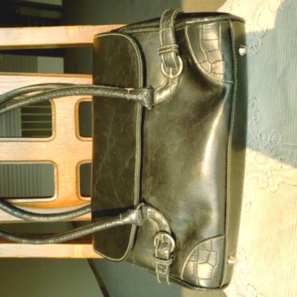 Ladies PVC black leather handbag